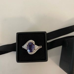 New Alexandrite 925 Sterling Silver Ring W/White Sapphires